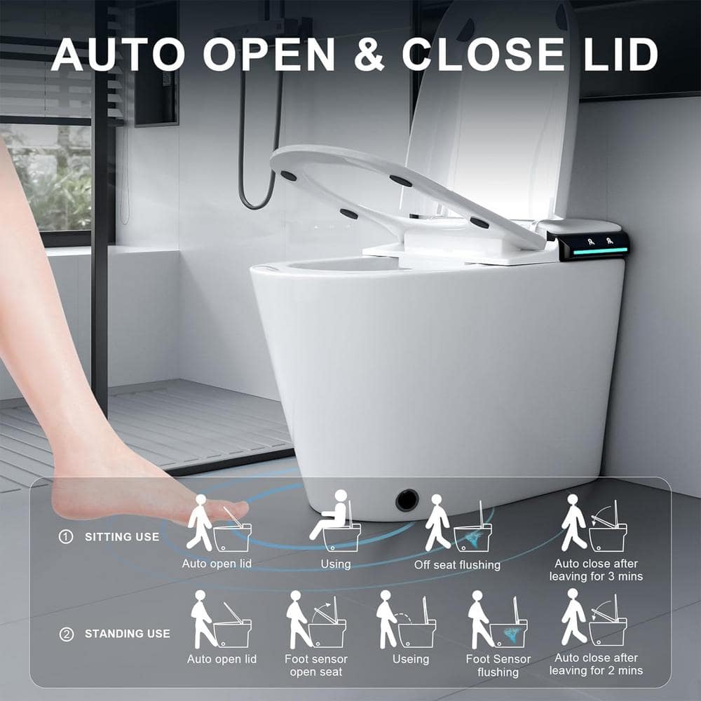 CATALINA 1.28 GPF Smart Bidet Toilet in Gloss White with Heated Seat & Air Dryer