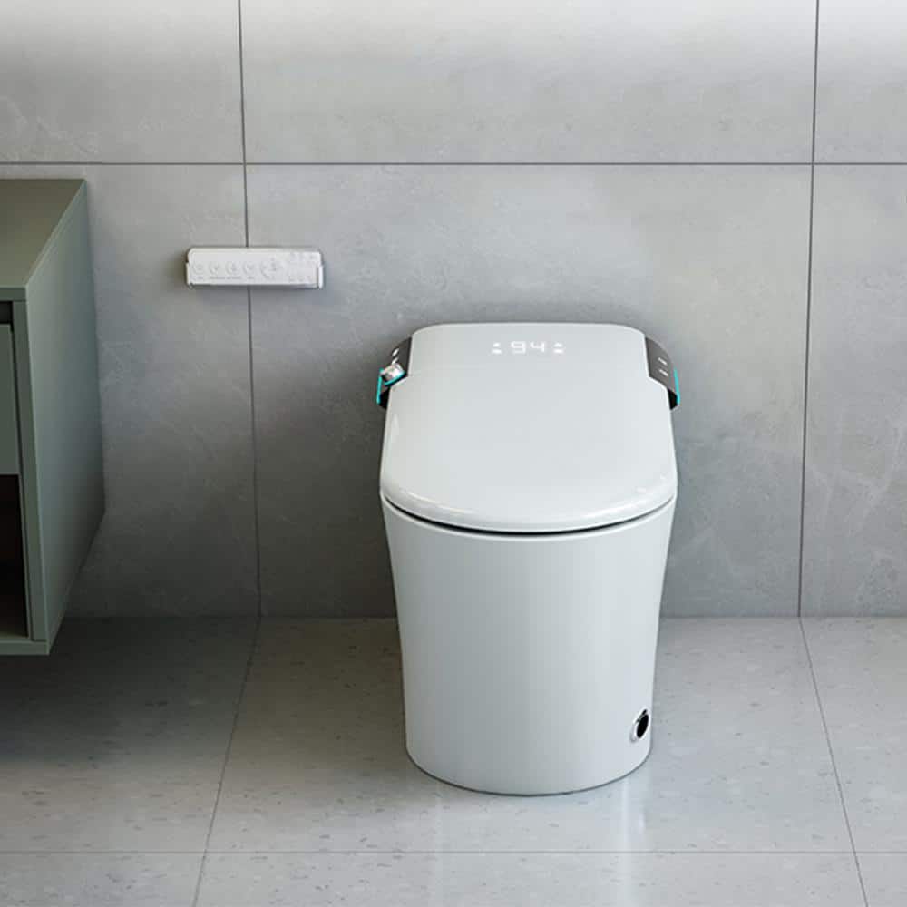 CATALINA 1.28 GPF Smart Bidet Toilet in Gloss White with Heated Seat & Air Dryer