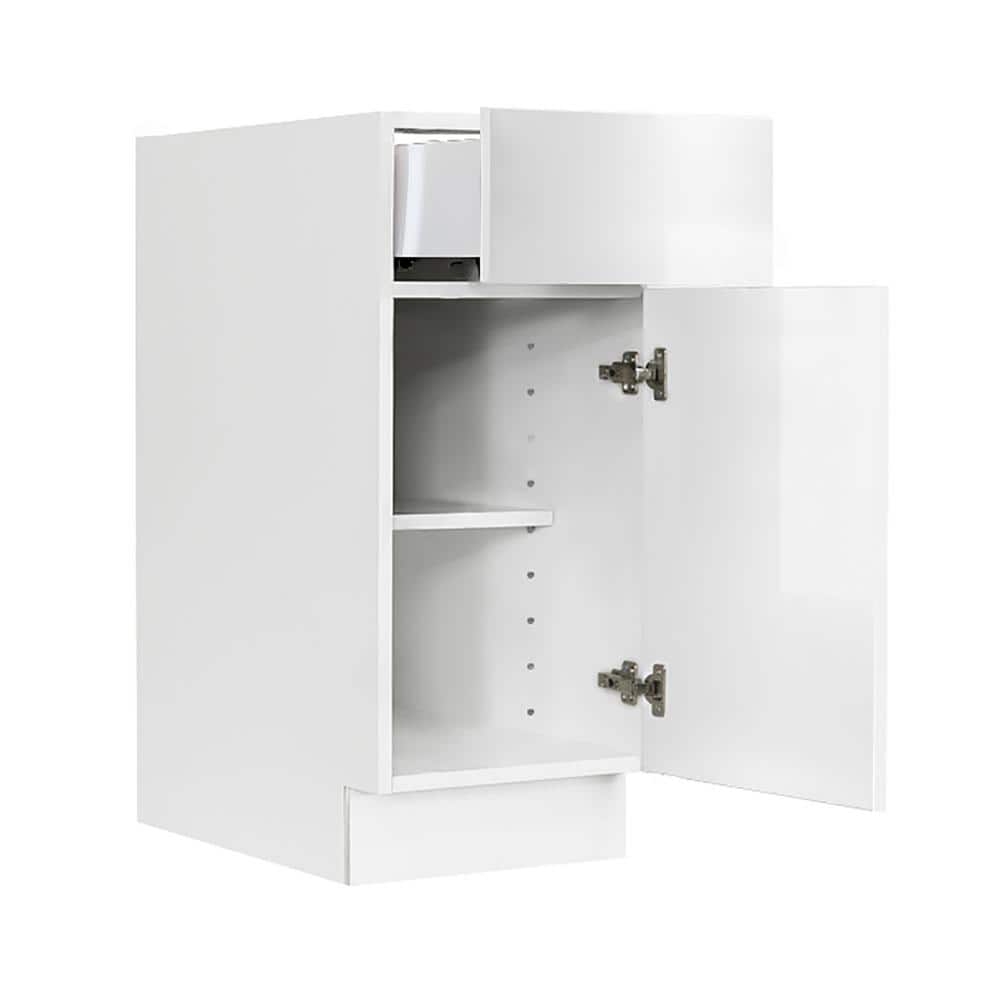 LIFEART CABINETRY Valencia Assembled 9-in. W x 24-in. D x 34.5-in. H in Gloss White Plywood Assembled Base Kitchen Cabinet
