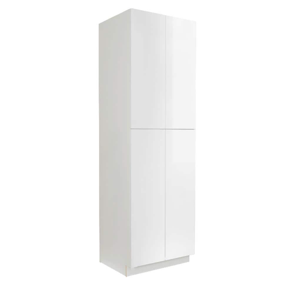 LIFEART CABINETRY Valencia Assembled 24 in. W x 24 in. D x 84 in. H in Gloss White Plywood Assembled Tall Pantry Kitchen Cabinet