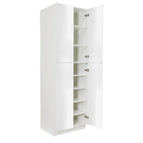 LIFEART CABINETRY Valencia Assembled 24 in. W x 24 in. D x 84 in. H in Gloss White Plywood Assembled Tall Pantry Kitchen Cabinet