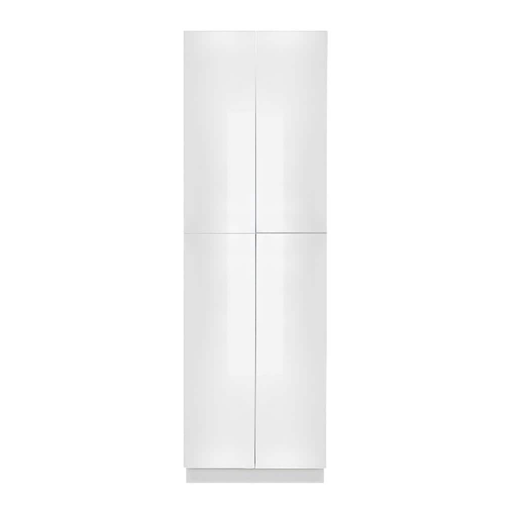 LIFEART CABINETRY Valencia Assembled 24 in. W x 24 in. D x 84 in. H in Gloss White Plywood Assembled Tall Pantry Kitchen Cabinet