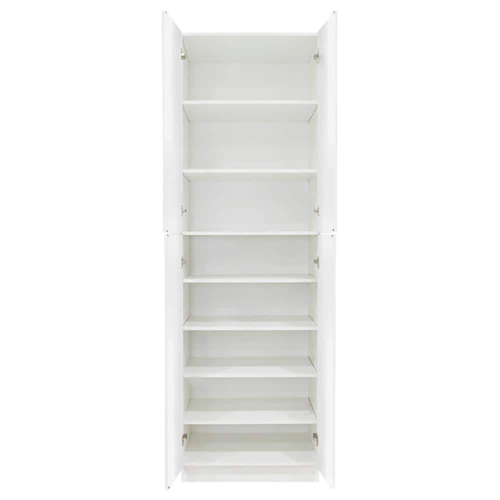 LIFEART CABINETRY Valencia Assembled 24 in. W x 24 in. D x 84 in. H in Gloss White Plywood Assembled Tall Pantry Kitchen Cabinet