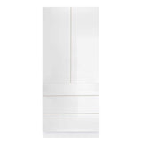 LIFEART CABINETRY Valencia Assembled 24-in. W x 24-in. D x 90-in. H in Gloss White Plywood Assembled 3-Drawer Pantry Kitchen Cabinet