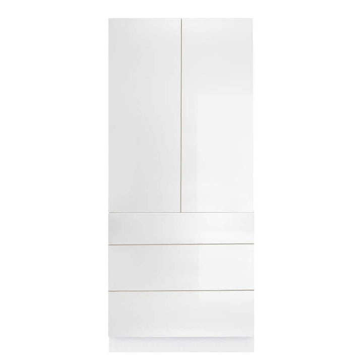LIFEART CABINETRY Valencia Assembled 24-in. W x 24-in. D x 90-in. H in Gloss White Plywood Assembled 3-Drawer Pantry Kitchen Cabinet
