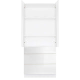 LIFEART CABINETRY Valencia Assembled 24-in. W x 24-in. D x 90-in. H in Gloss White Plywood Assembled 3-Drawer Pantry Kitchen Cabinet