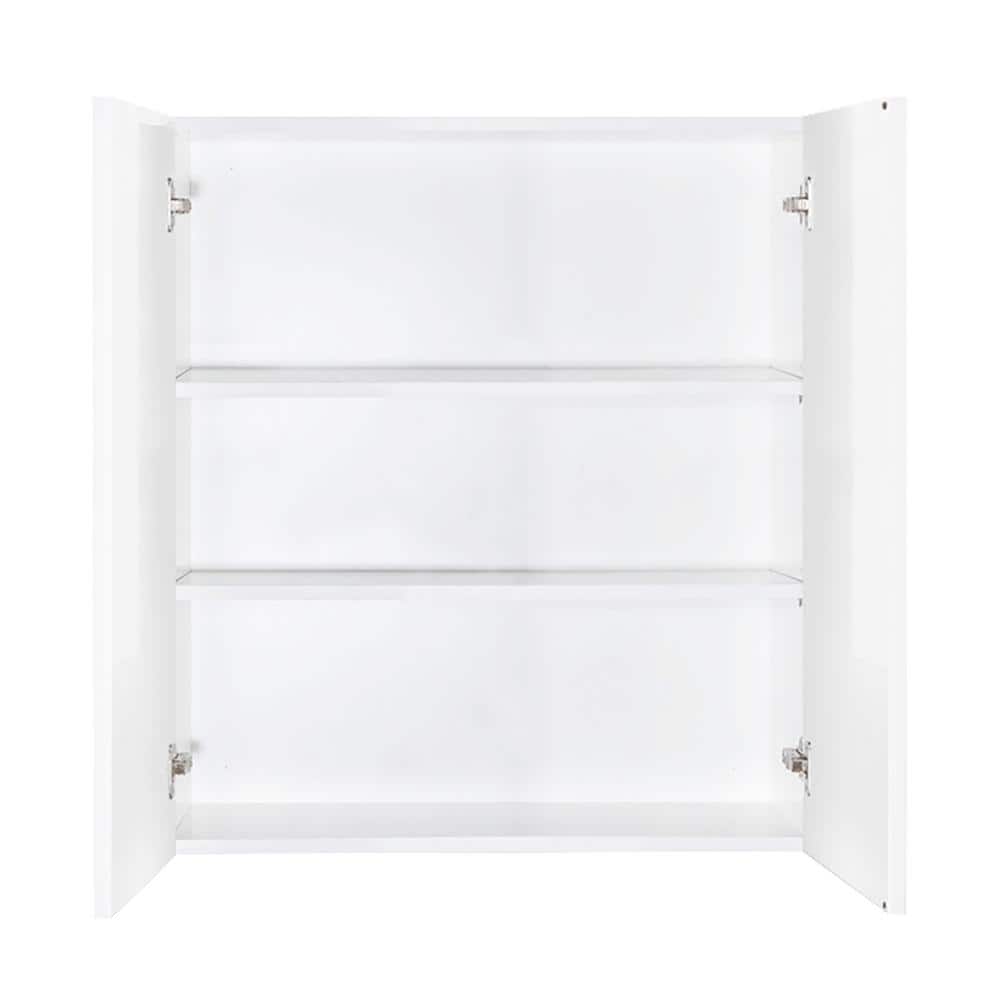 LIFEART CABINETRY Valencia Assembled 27 in. W x 12 in. D x 42 in. H in Gloss White Plywood Assembled Wall Kitchen Cabinet