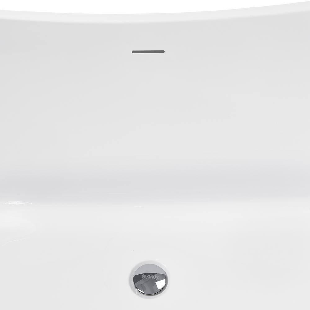 AKDY Freestanding 67 in. Fiberglass Double Slipper Flatbottom Modern Stand Alone Non-Whirlpool Bathtub in Matte Black