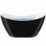 AKDY Freestanding 67 in. Fiberglass Double Slipper Flatbottom Modern Stand Alone Non-Whirlpool Bathtub in Matte Black