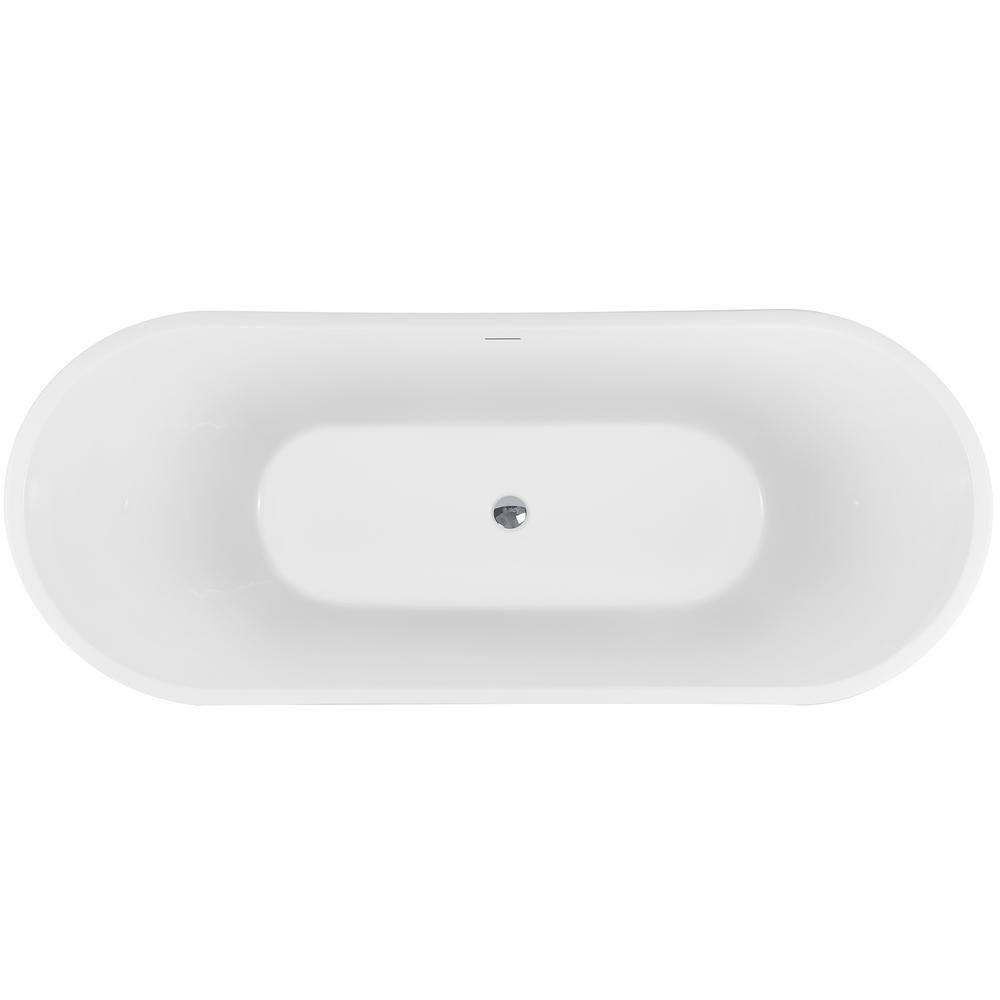 AKDY Freestanding 67 in. Fiberglass Double Slipper Flatbottom Modern Stand Alone Non-Whirlpool Bathtub in Matte Black