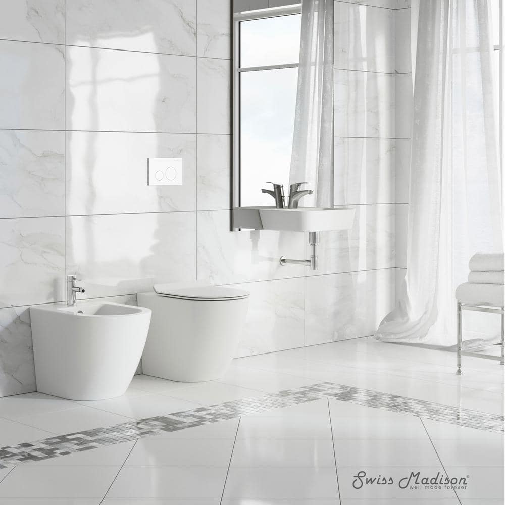 Swiss Madison St. Tropez Elongated Bidet in White - Sleek and Modern Ceramic Bathroom Fixture