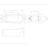 AKDY 59 in. Acrylic Oval Slipper Flatbottom Freestanding Bathtub in Glossy White