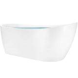 AKDY 59 in. Acrylic Oval Slipper Flatbottom Freestanding Bathtub in Glossy White