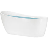 AKDY 59 in. Acrylic Oval Slipper Flatbottom Freestanding Bathtub in Glossy White