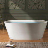 AKDY 54 in. Fiberglass Double Ended Flatbottom Non-Whirlpool Freestanding Bathtub in Glossy White