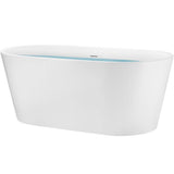 AKDY 54 in. Fiberglass Double Ended Flatbottom Non-Whirlpool Freestanding Bathtub in Glossy White