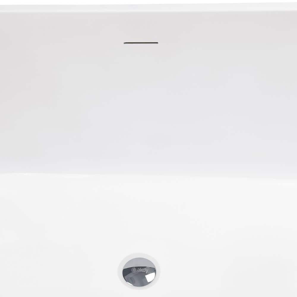 AKDY 54 in. Fiberglass Double Ended Flatbottom Non-Whirlpool Freestanding Bathtub in Glossy White