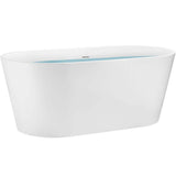 AKDY 54 in. Fiberglass Double Ended Flatbottom Non-Whirlpool Freestanding Bathtub in Glossy White