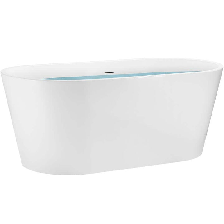 AKDY 54 in. Fiberglass Double Ended Flatbottom Non-Whirlpool Freestanding Bathtub in Glossy White
