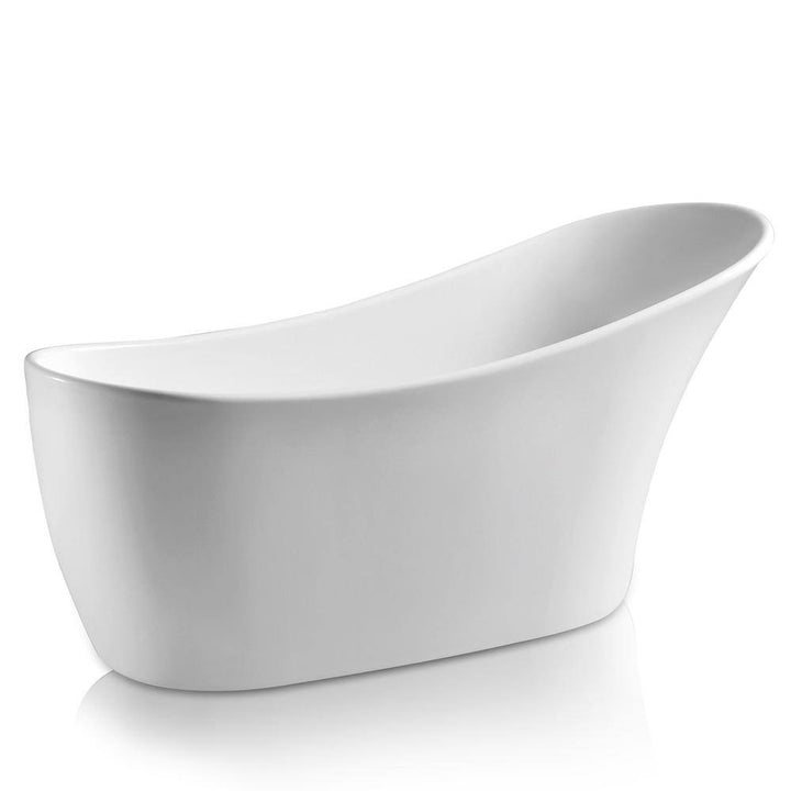 AKDY 53.9 in. Fiberglass Flatbottom Freestanding Bathtub in Glossy White
