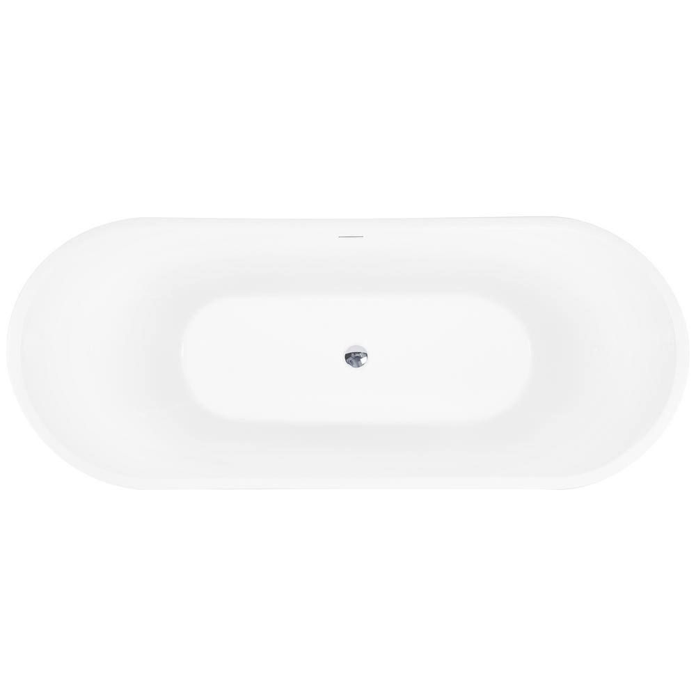 AKDY Freestanding 54 in. Fiberglass Double Slipper Flatbottom Modern Stand Alone Non-Whirlpool Bathtub in Matte Black