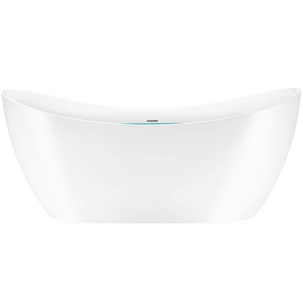 AKDY Freestanding 54 in. Fiberglass Double Slipper Flatbottom Modern Stand Alone Non-Whirlpool Bathtub in Matte Black