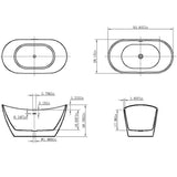 AKDY Freestanding 54 in. Fiberglass Double Slipper Flatbottom Modern Stand Alone Non-Whirlpool Bathtub in Matte Black