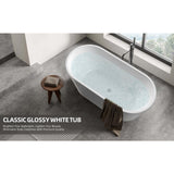 67 in. x 29.5 in. Oval Acrylic Freestanding Bathtub with Center Drain Flatbottom Free Standing Soaking Tub in White
