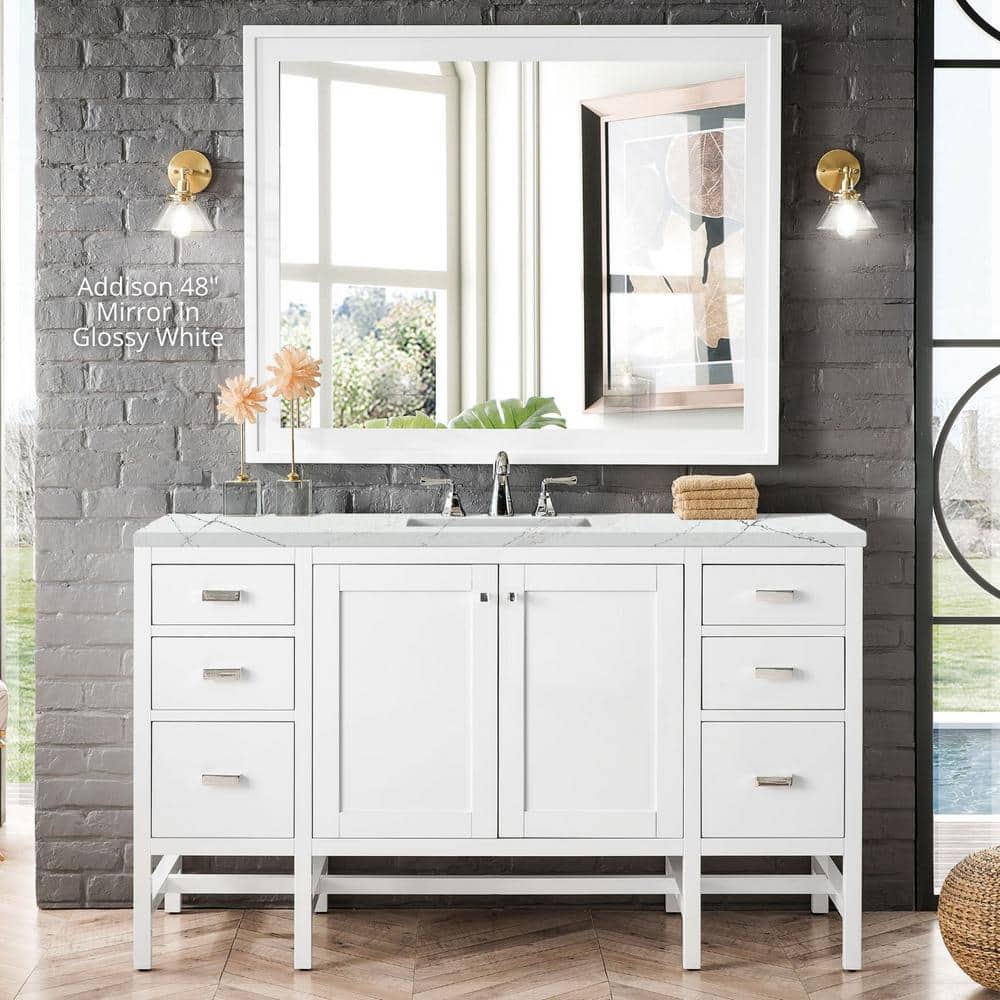 James Martin Vanities Addison 36" x 39" Glossy White Bathroom Vanity Mirror