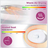 Relyblo Foot Sensor Smart Elongated Bidet Toilet in Glossy White with Adjustable Sprayer