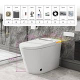 Relyblo Foot Sensor Smart Elongated Bidet Toilet in Glossy White with Adjustable Sprayer
