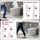 Relyblo Foot Sensor Smart Elongated Bidet Toilet in Glossy White with Adjustable Sprayer