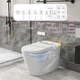 Relyblo Foot Sensor Smart Elongated Bidet Toilet in Glossy White with Adjustable Sprayer