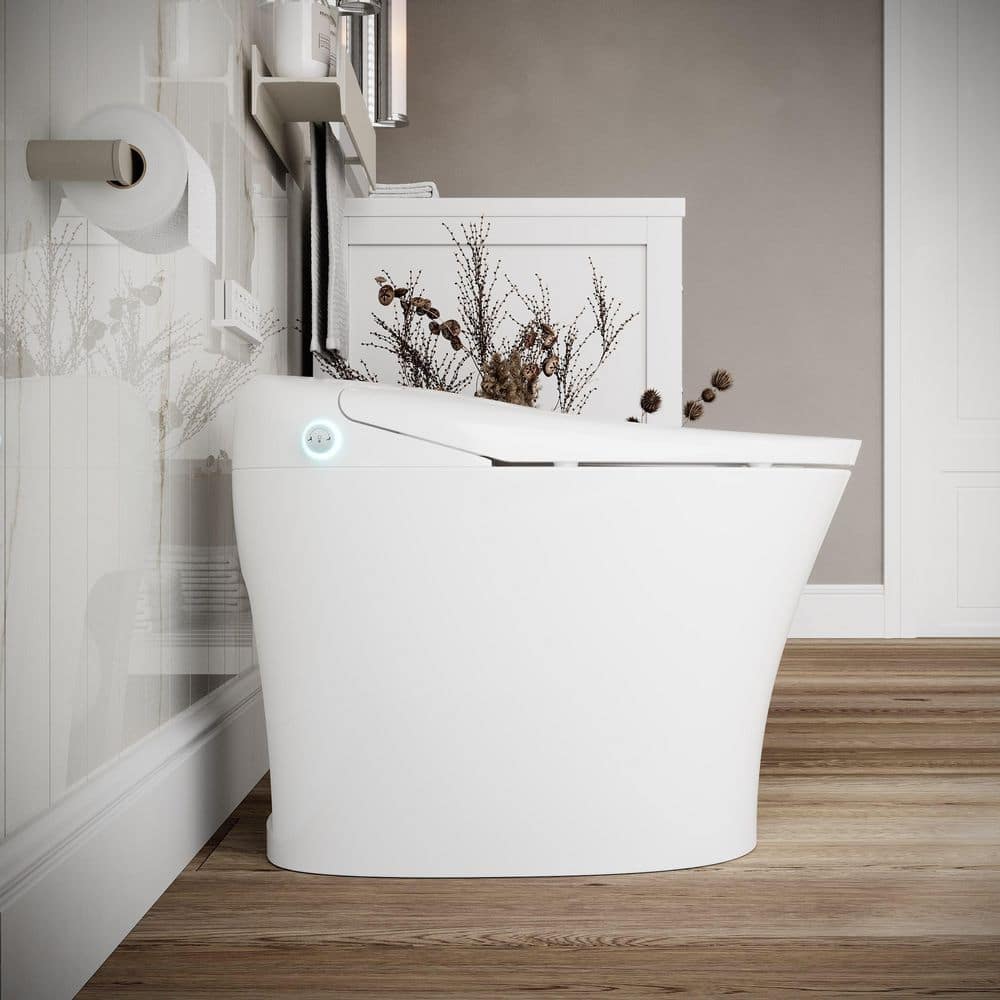 Streamline Tankless Elongated Smart Bidet Toilet in White with UV Sterilizer & Heated Seat