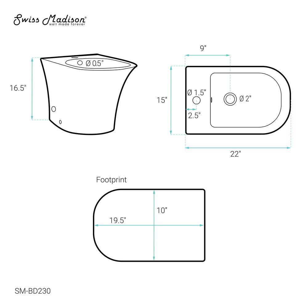 Swiss Madison Cascade Bidet SM-BD230 - Luxury Floor-Mount Bidet
