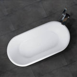 Vanity Art Drancy 67 in. Solid Surface Resin Stone Flatbottom Freestanding Bathtub in Glossy White