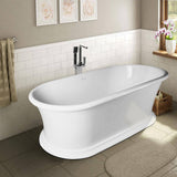 Vanity Art Drancy 67 in. Solid Surface Resin Stone Flatbottom Freestanding Bathtub in Glossy White