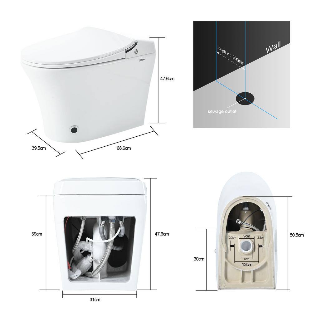 YSQCAR Elongated Smart Bidet Toilet with Heated Seat & Auto Flush