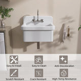 Zeafive High Back 10-Gallon Ceramic Wall Mount Utility Sink, 24x20x17 in.