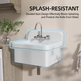 Zeafive High Back 10-Gallon Ceramic Wall Mount Utility Sink, 24x20x17 in.