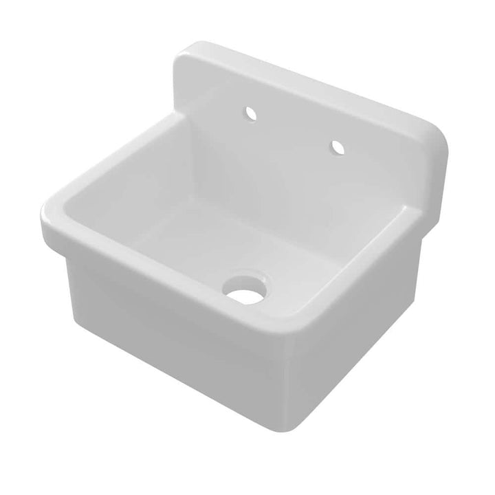 Zeafive High Back 10-Gallon Ceramic Wall Mount Utility Sink, 24x20x17 in.