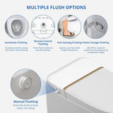 Relyblo Smart Elongated Bidet Toilet 1.27 GPF with Gold Edge White Finish