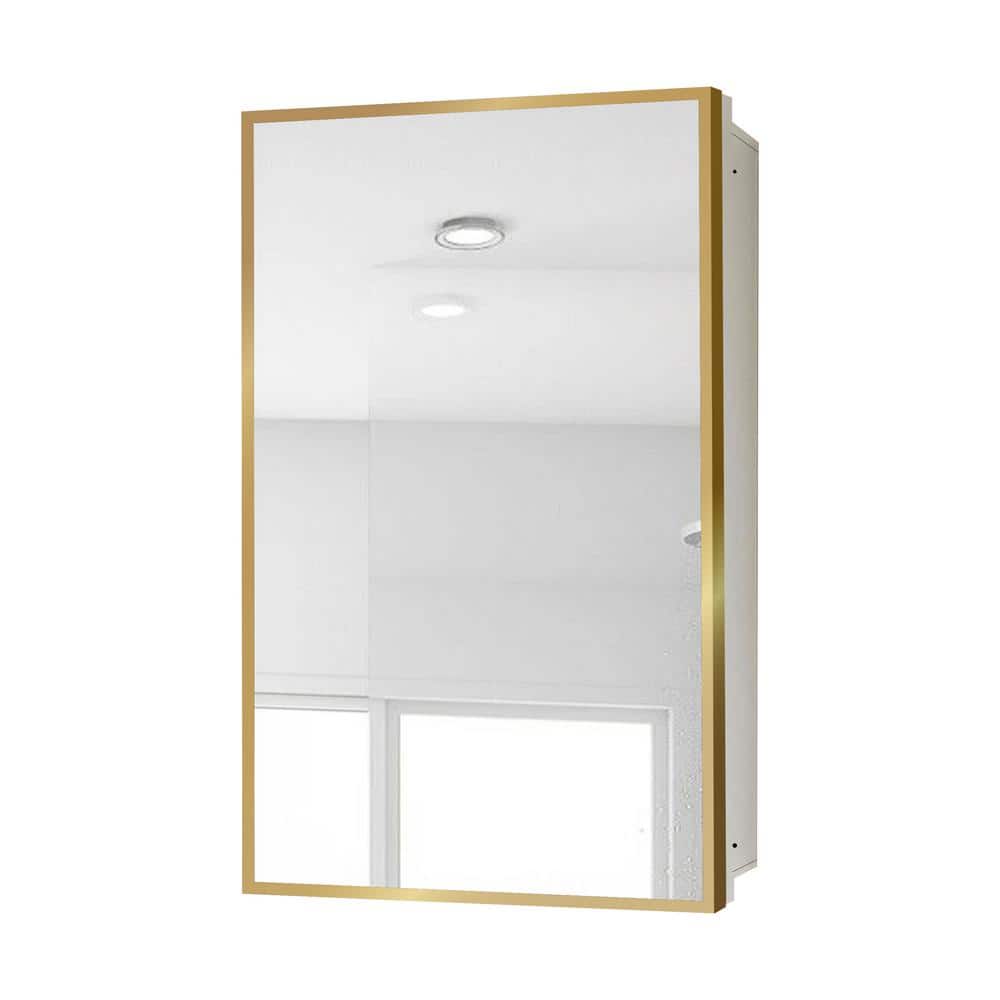 16 in. W x 28 in. H Rectangular Metal Framed Medicine Cabinet with Mirror