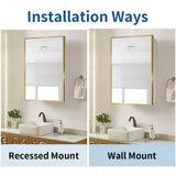16 in. W x 28 in. H Rectangular Metal Framed Medicine Cabinet with Mirror
