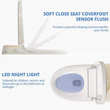 Relyblo intelligent Elongated Bidet Toilet 1.27 GPF in Gold White with Auto Open/Close and Foot Sensing