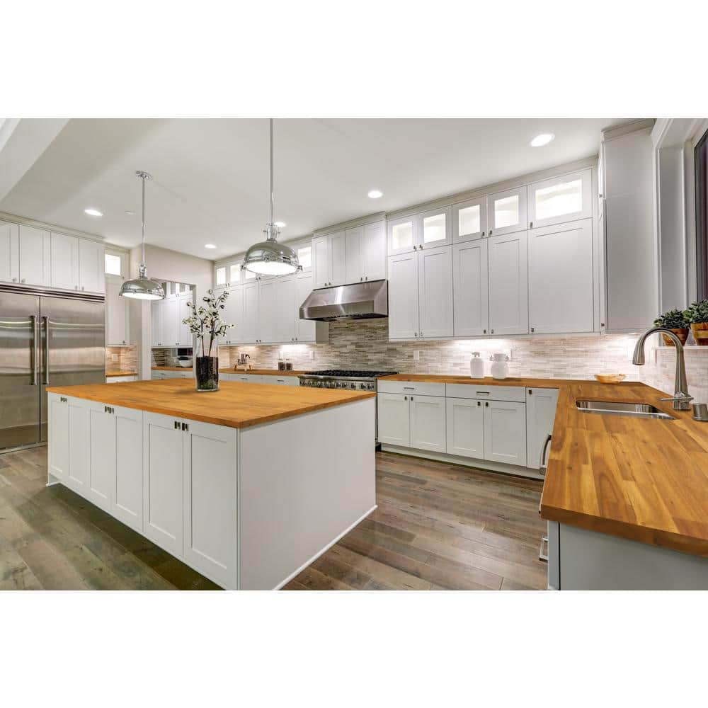 Interbuild 6 ft. L x 25.5 in. D, Acacia Butcher Block Standard Countertop in Golden Teak with Square Edge