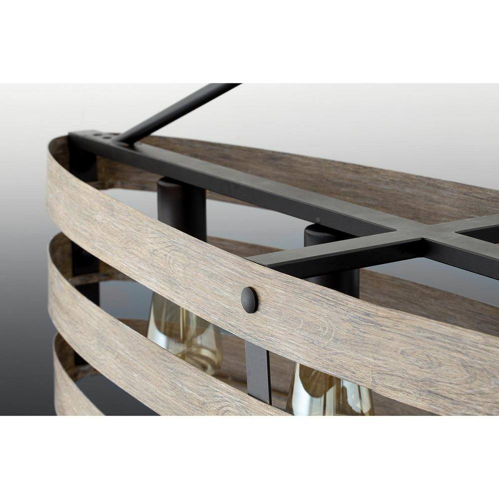 Progress Lighting Gulliver Collection 38-1/2 in. Coastal 4-Light Graphite Coastal Linear Chandelier Light with Weathered Driftwood Frame