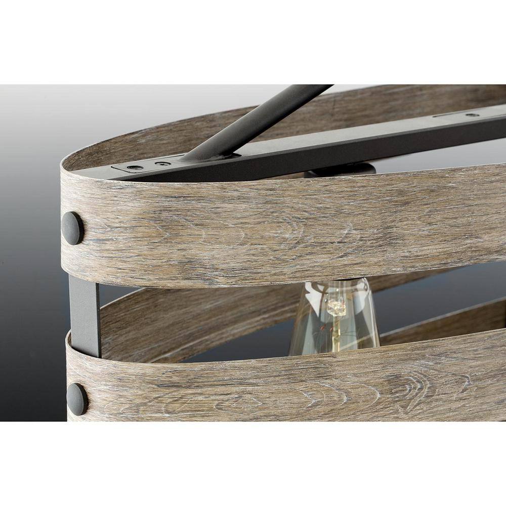 Progress Lighting Gulliver Collection 38-1/2 in. Coastal 4-Light Graphite Coastal Linear Chandelier Light with Weathered Driftwood Frame