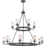 Progress Lighting Gresham Collection 15-Light Graphite Clear Seeded Glass Farmhouse Chandelier Light