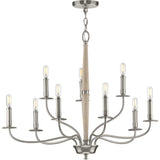 Progress Lighting Durrell Collection 9-Light Brushed Nickel Coastal Chandelier Light